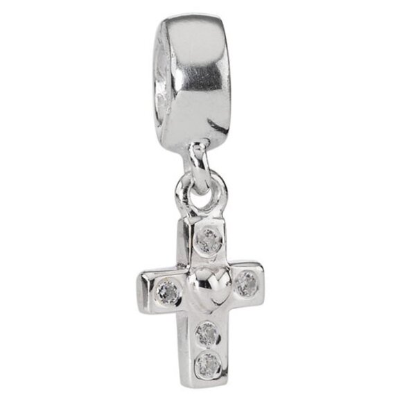PANDORA Cross Dangle with Clear CZ Charm Authentic Silver Faith Clear Zirconia - Picture 8 of 8